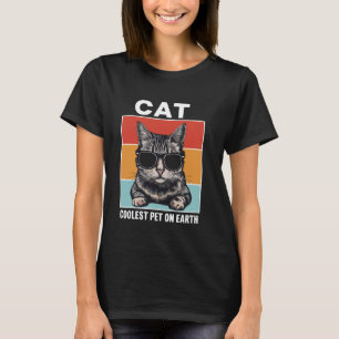 Katze Coolstes Haustier Auf Erden Retro Sonnenbril T-Shirt