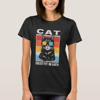 Katze Coolstes Haustier Auf Erden Retro Sonnenbril T-Shirt
