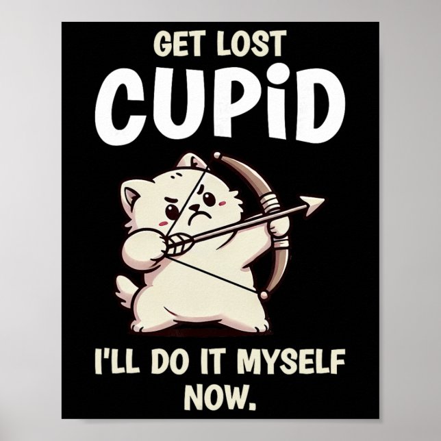Katze Cupid Bogenschütze Lustiger Valentinstag  Poster (Vorne)