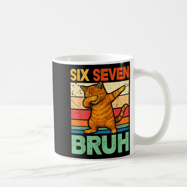 Katze Dabbing Bruh 67 Meme 6 7 Sechs Sieben  Kaffeetasse (Rechts)