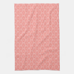 Katze Damask Korallenriff und Spülküche Handtuch