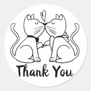 Katze Danke Hochzeit Schwarz Weiß Kätzchen Dankesc Runder Aufkleber