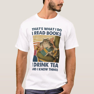Katze, das ist es, was ich tue, ich lese Bücher, i T-Shirt