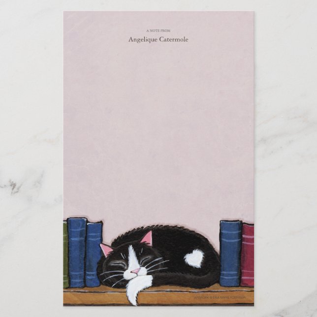 Katze der Buch-Liebe-| auf einem Briefpapier (Vorderseite)