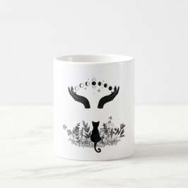 Katze der Vintagen Himmelsmondphasen Kaffeetasse