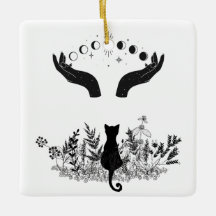 Katze der Vintagen Himmelsmondphasen