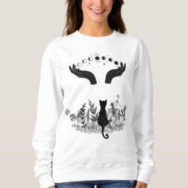 Katze der Vintagen Himmelsmondphasen Sweatshirt