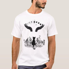 Katze der Vintagen Himmelsmondphasen T-Shirt