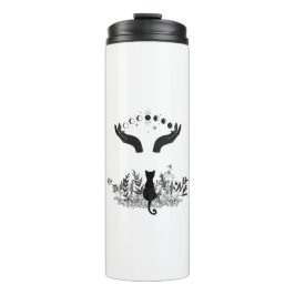 Katze der Vintagen Himmelsmondphasen Thermosbecher