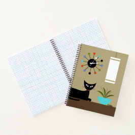 Katze des Mitteljahrhunderts mit Ball Cat Notizbuch