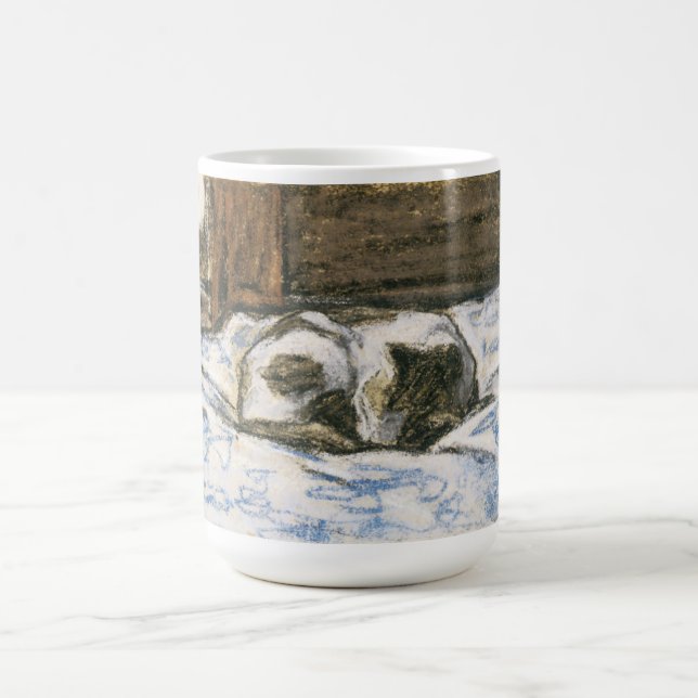 Katze, die auf einem Bett durch Claude Monet Kaffeetasse (Mittel)