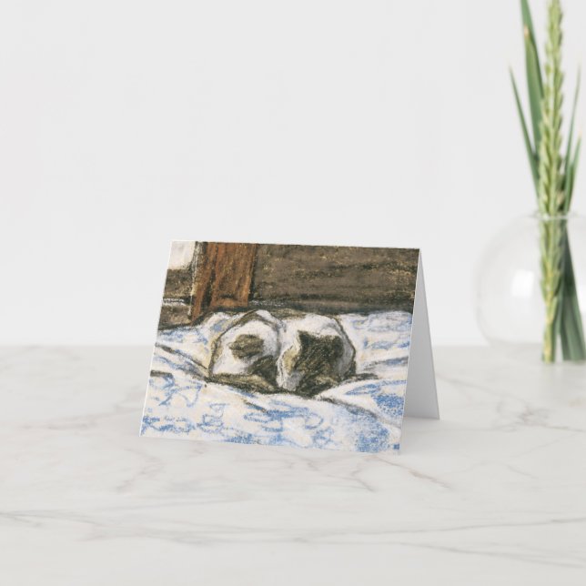 Katze, die auf einem Bett durch Claude Monet Karte (Vorderseite)