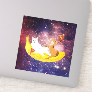 Katze, die Bananen in der Galaxie reiten Aufkleber