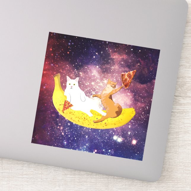 Katze, die Bananen in der Galaxie reiten Aufkleber (Detail)