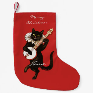 Katze, die Banjo Thunder_Cove spielt Kleiner Weihnachtsstrumpf