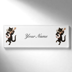 Katze, die Banjo Thunder_Cove spielt Namenschild