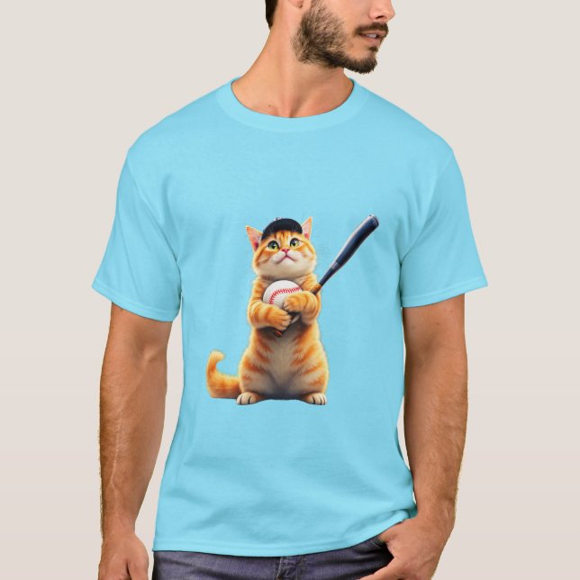 Katze, die Baseball-T - Shirt spielt (Vorderseite)