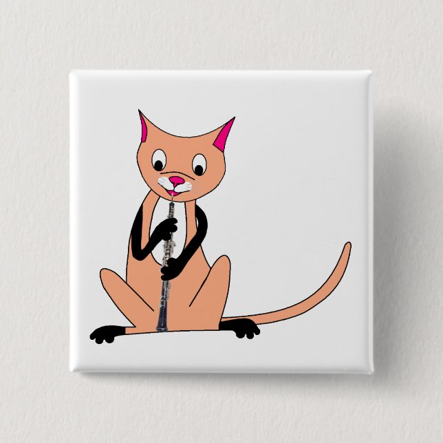Katze, die das Oboe spielt Button (Vorderseite)