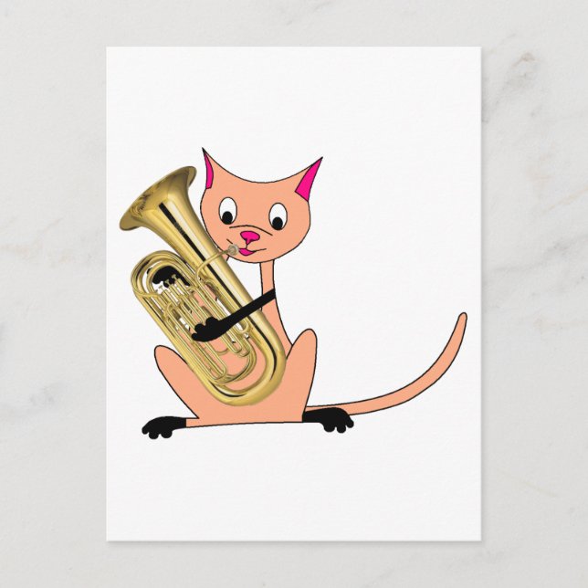 Katze, die den Euphonium spielt Postkarte (Vorderseite)