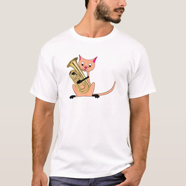 Katze, die den Euphonium spielt T-Shirt (Vorderseite)