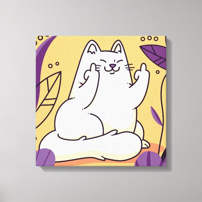 Katze, die den Finger gibt Leinwanddruck (Vorderseite)