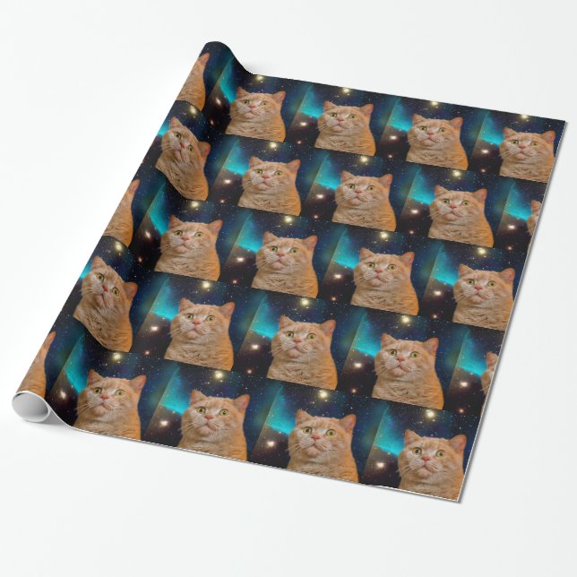 Katze, die den Raum aufpasst Geschenkpapier (Ungerollt)