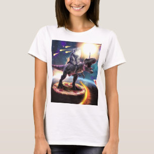 Katze, die Dinosaurier einhorn im Weltraum reiten T-Shirt