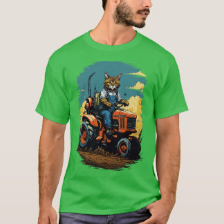 Katze, die einen Traktor fährt T-Shirt