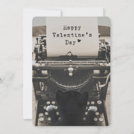 Katze, die glücklichen Valentinstag schreibt - Feiertagskarte