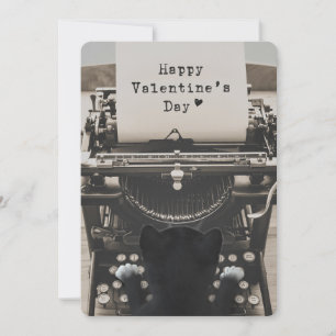 Katze, die glücklichen Valentinstag schreibt - Feiertagskarte