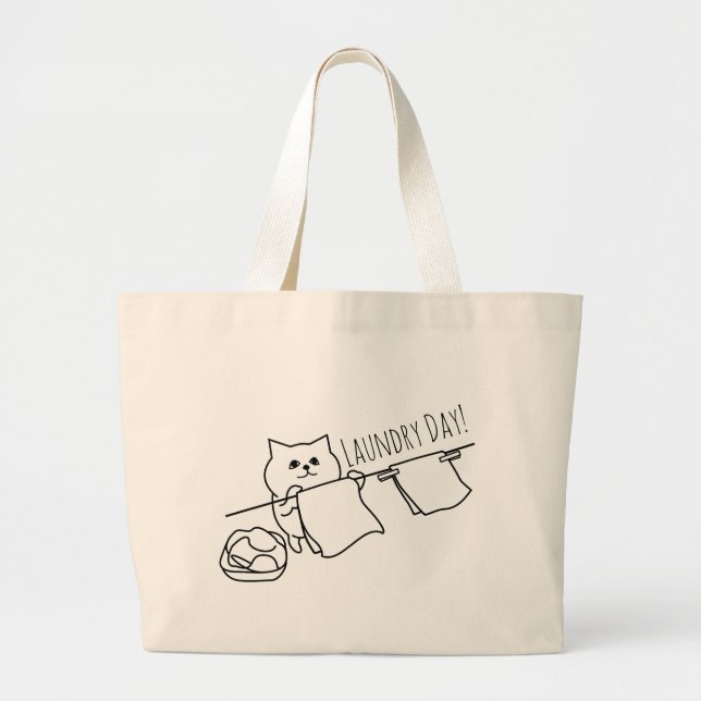 Katze, die heraus sich waschen verdübelt jumbo stoffbeutel (Vorne)