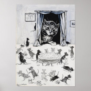 Katze, die in das Mäuseland schaut, Louis Wain Poster