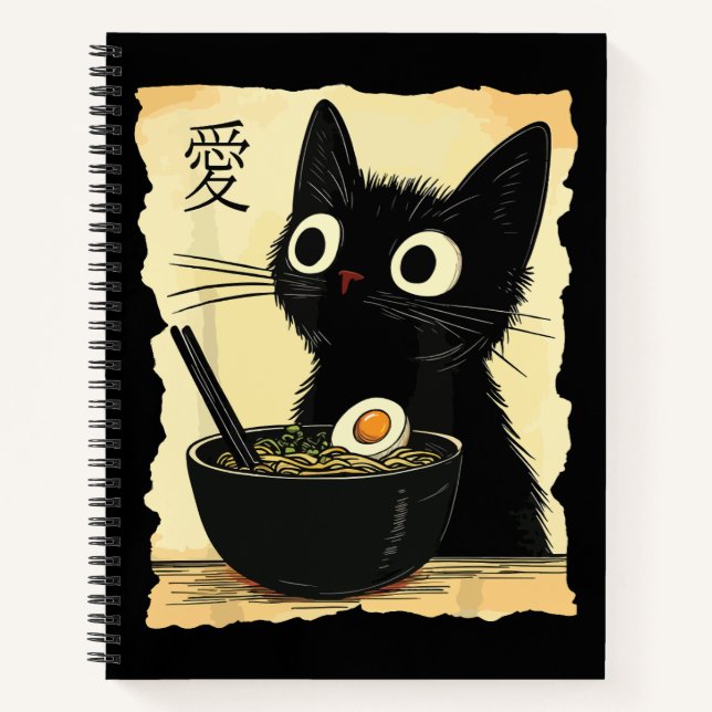 Katze, die Ramen isst  Notizbuch (Vorderseite)