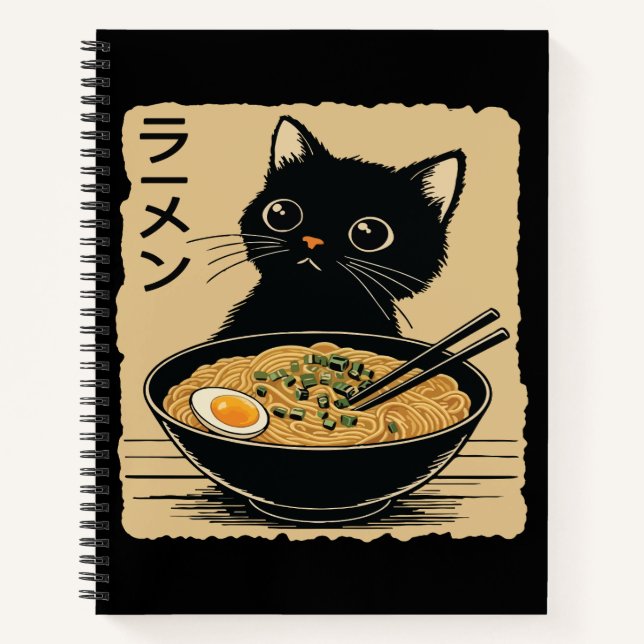 Katze, die Ramen isst  Notizbuch (Vorderseite)