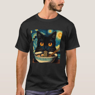 Katze, die Ramen isst, Sternennacht Van Gogh, Katz T-Shirt