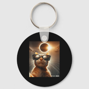 Katze, die sich mit Solar 2024 Eclipse Wearin selb Schlüsselanhänger