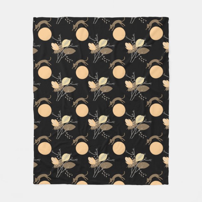 Katze, die über den Mond fliegt Fleece Blanket (Vorderseite)