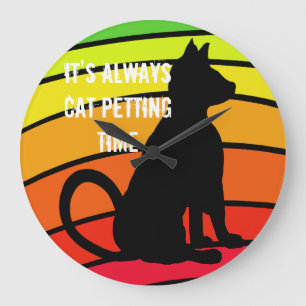 Katze, die Zeit-Regenbogen-Katzen-Pop-Kunst Große Wanduhr