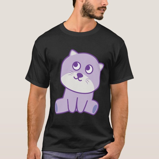 Katze, die zum Himmel schaut T-Shirt (Vorderseite)