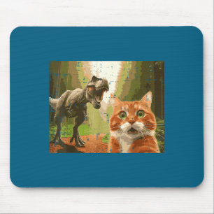 Katze Dinosaurier Trex Selfie Lustiges Meme Humor Mousepad