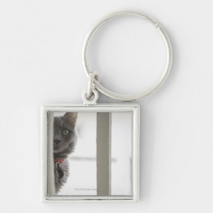 Katze durch Fenster Schlüsselanhänger