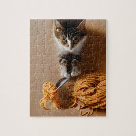 Katze Eating Spaghetti