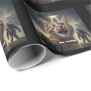 Katze Einnahme von Selfie mit UFO und Bigfoot Funn Geschenkpapier