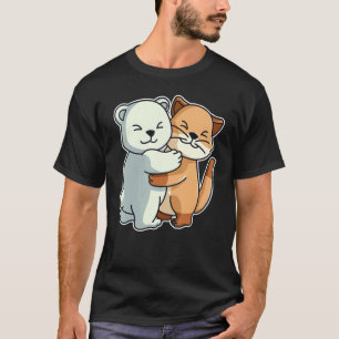 Katze & Eisbär Umarmen Süße Tiere Für Frauen Cu T-Shirt