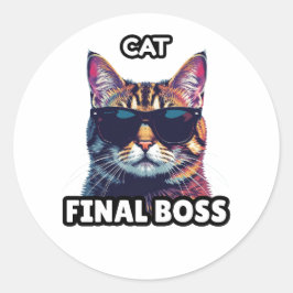 Katze Endboss Runder Aufkleber