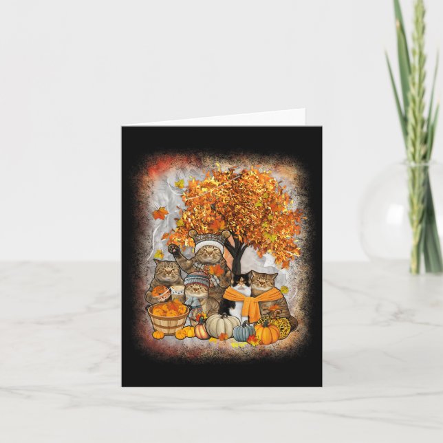 Katze Erntedank Kürkin Herbstkatzenfieber Karte (Vorderseite)