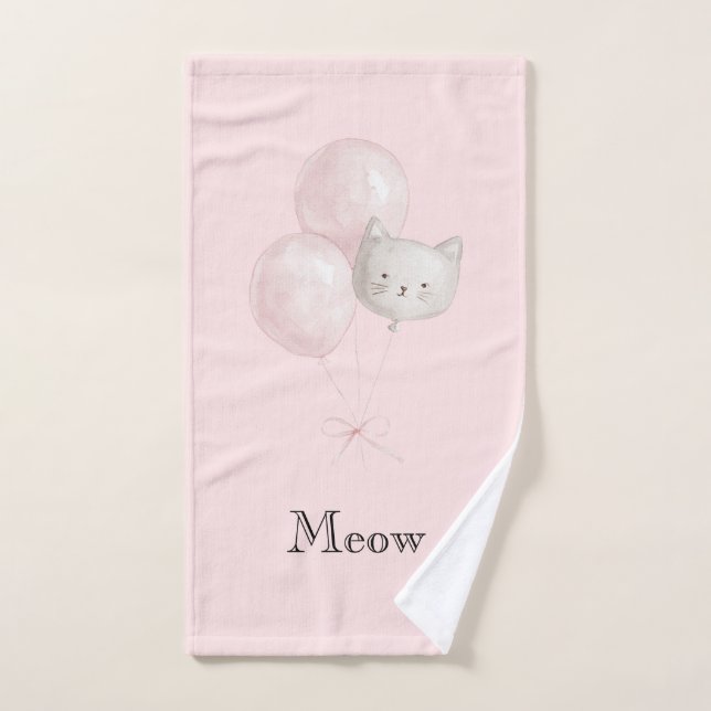 Katze Erröten Rosa Luftballons   Handtuch (Handtuch)