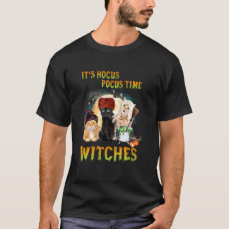 Katze Es ist Hokuspokus Zeit Hexen Halloween Desig T-Shirt