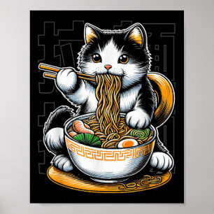 Katze essen Ramen Nahrung Katze Lover Ramen Noodle Poster