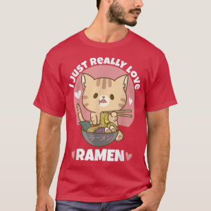 Katze essen Ramen Noodle für Frauen Männer Teenage T-Shirt